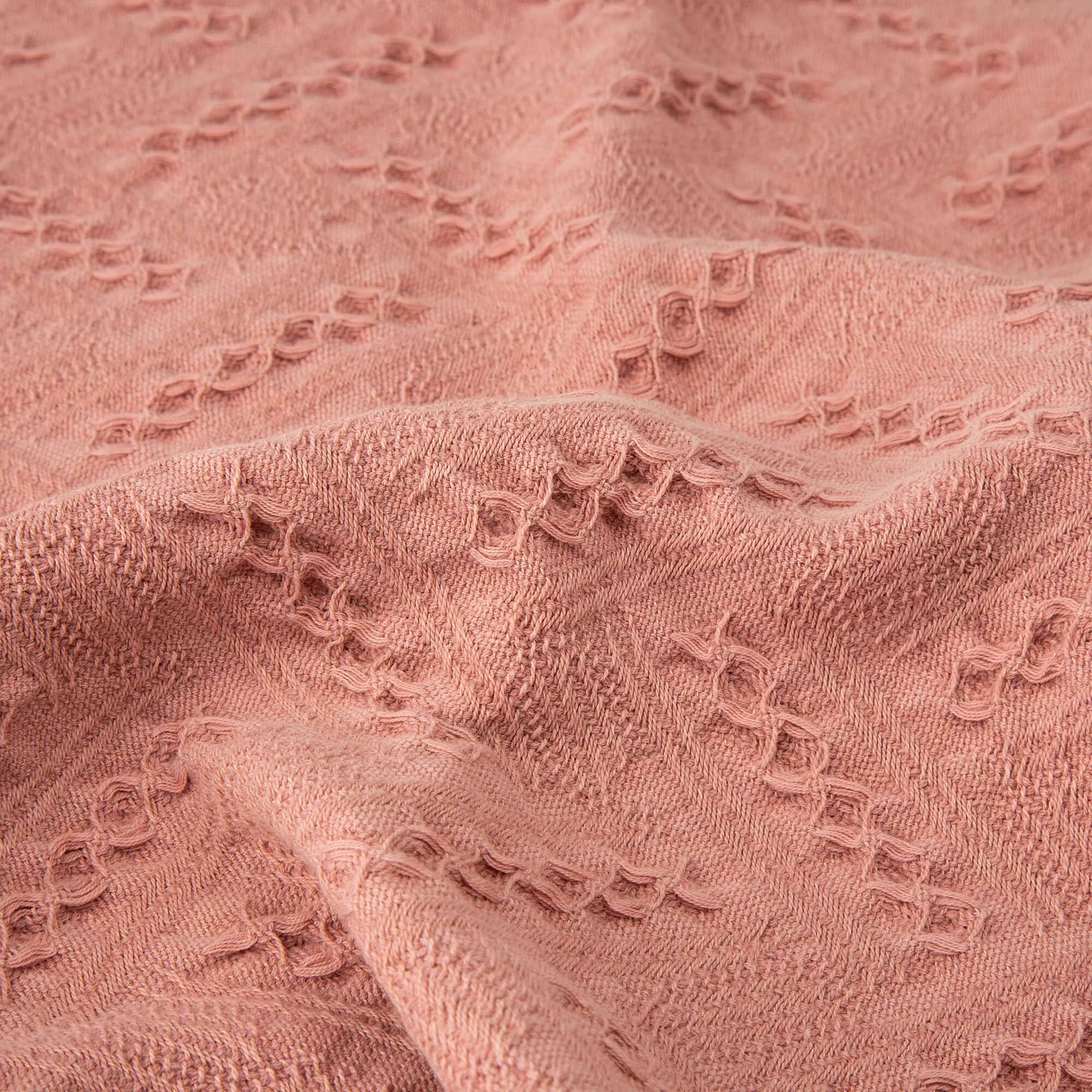 Glitzhome® Coral Pink Grid Cotton Woven Throw